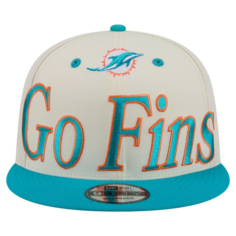 Casquette snapback New Era crème Miami Dolphins surdimensionnée pour homme 9FIFTY