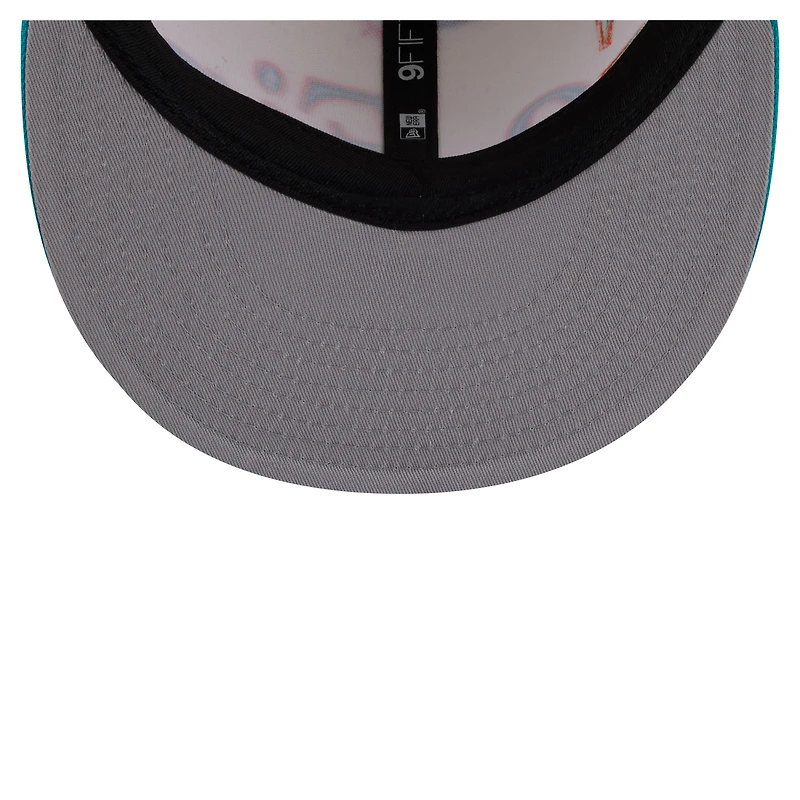 Casquette snapback New Era crème Miami Dolphins surdimensionnée pour homme 9FIFTY