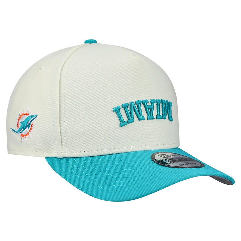 Men's New Era Cream Miami Dolphins Upside Down 9FIFTY A-Frame Snapback Hat