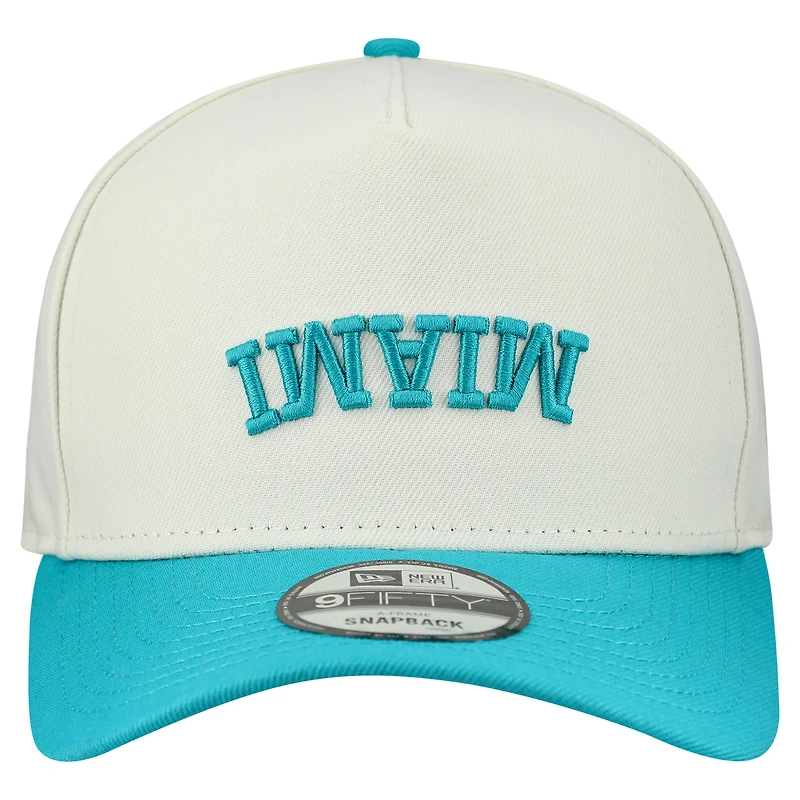 Men's New Era Cream Miami Dolphins Upside Down 9FIFTY A-Frame Snapback Hat