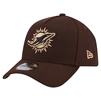 Men's New Era  Dark Brown Miami Dolphins Burnt Wood A-Frame 9FORTY Adjustable Hat