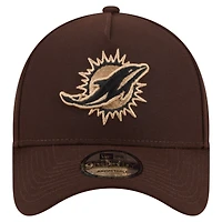 Men's New Era  Dark Brown Miami Dolphins Burnt Wood A-Frame 9FORTY Adjustable Hat