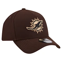 Men's New Era  Dark Brown Miami Dolphins Burnt Wood A-Frame 9FORTY Adjustable Hat