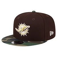 Men's New Era  Dark Brown Miami Dolphins Burnt Wood Camo 9FIFTY Snapback Hat