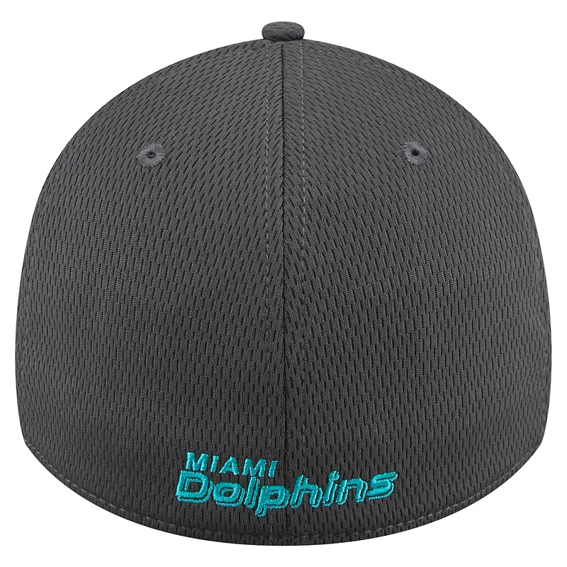 Men's New Era Graphite Miami Dolphins  Main 39THIRTY Flex Hat