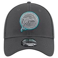Men's New Era Graphite Miami Dolphins Throwback Logo Main 39THIRTY Flex Hat