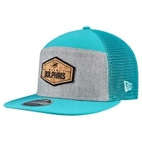 Men's New Era  Gray/Aqua Miami Dolphins Cork Split Panel 9FIFTY Trucker Snapback Hat
