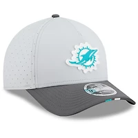 Men's New Era  Gray/Graphite Miami Dolphins 2025 NFL Training Camp A-Frame 9FORTY Adjustable Hat