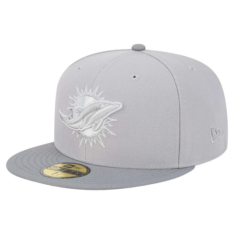 Men's New Era Gray/Graphite Miami Dolphins Iron Cloud 59FIFTY Fitted Hat