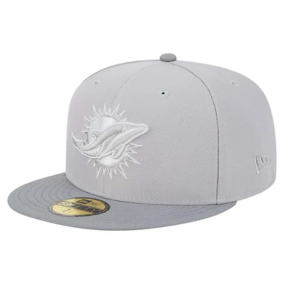 Men's New Era Gray/Graphite Miami Dolphins Iron Cloud 59FIFTY Fitted Hat