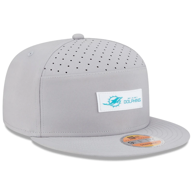 Casquette snapback 9FIFTY grise à panneau fendu pour homme New Era Miami Dolphins 2025