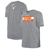 Men's New Era  Gray Miami Dolphins 3rd Down High Density Print T-Shirt