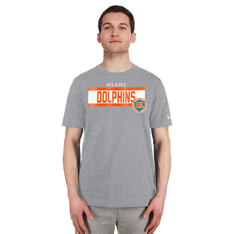 Men's New Era  Gray Miami Dolphins 3rd Down High Density Print T-Shirt
