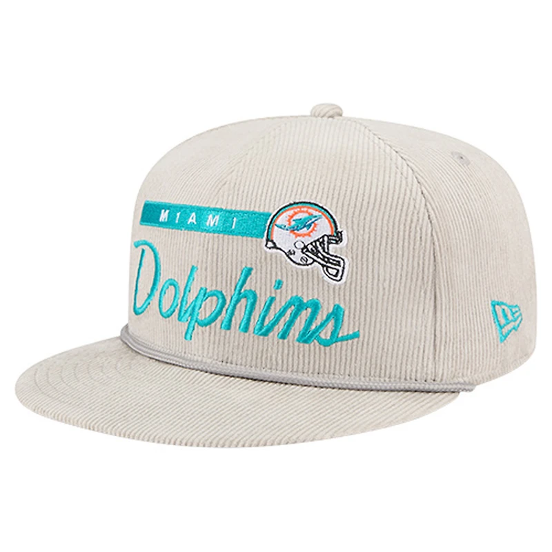 Casquette snapback 9FIFTY en velours côtelé gris New Era pour homme, Miami Dolphins