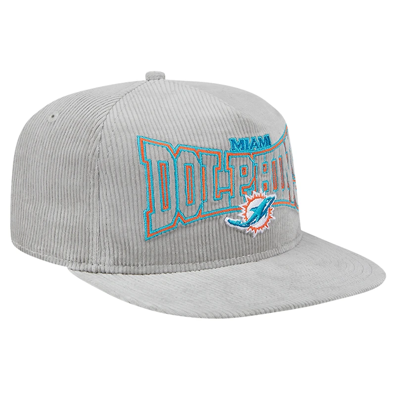 Men's New Era Gray Miami Dolphins Corduroy Golfer Adjustable Hat