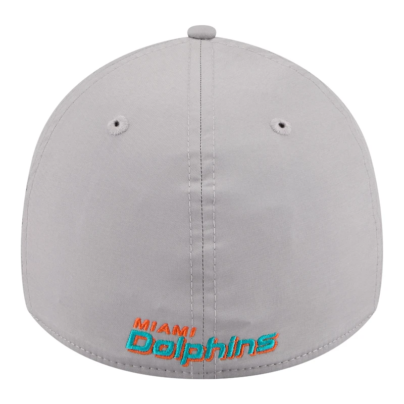 Men's New Era  Gray Miami Dolphins Perforated 39THIRTY Flex Hat