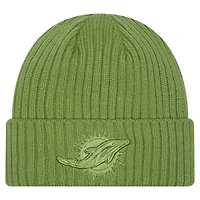Bonnet tricoté à revers Miami Dolphins vert New Era pour homme