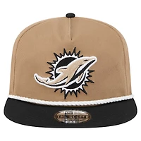 Casquette de golfeur à visière snapback Miami Dolphins Desert Kaki/Noir New Era pour homme