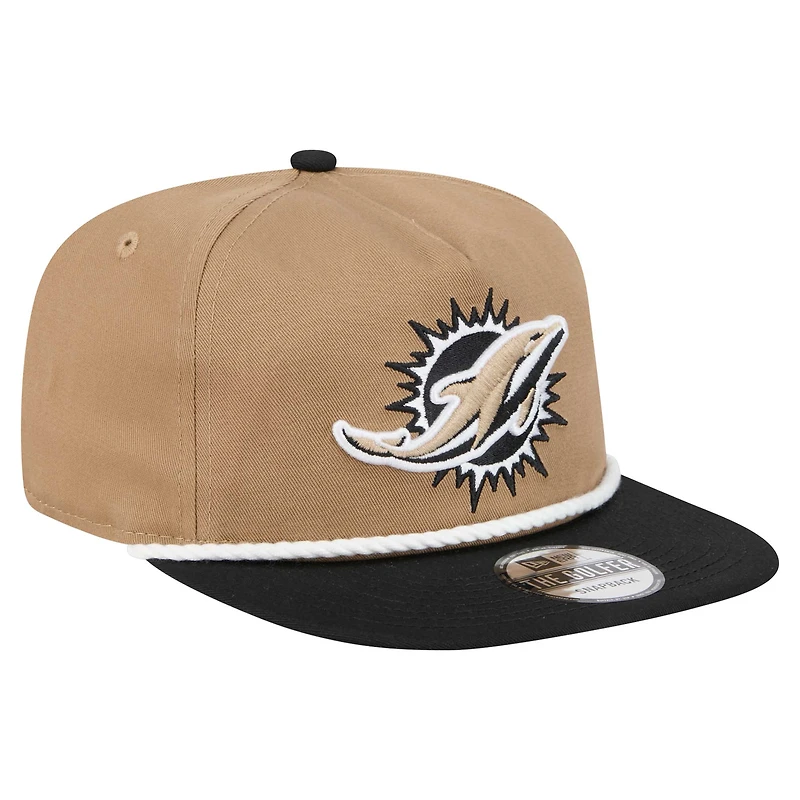 Men's New Era Khaki/Black Miami Dolphins Desert Golfer Snapback Hat