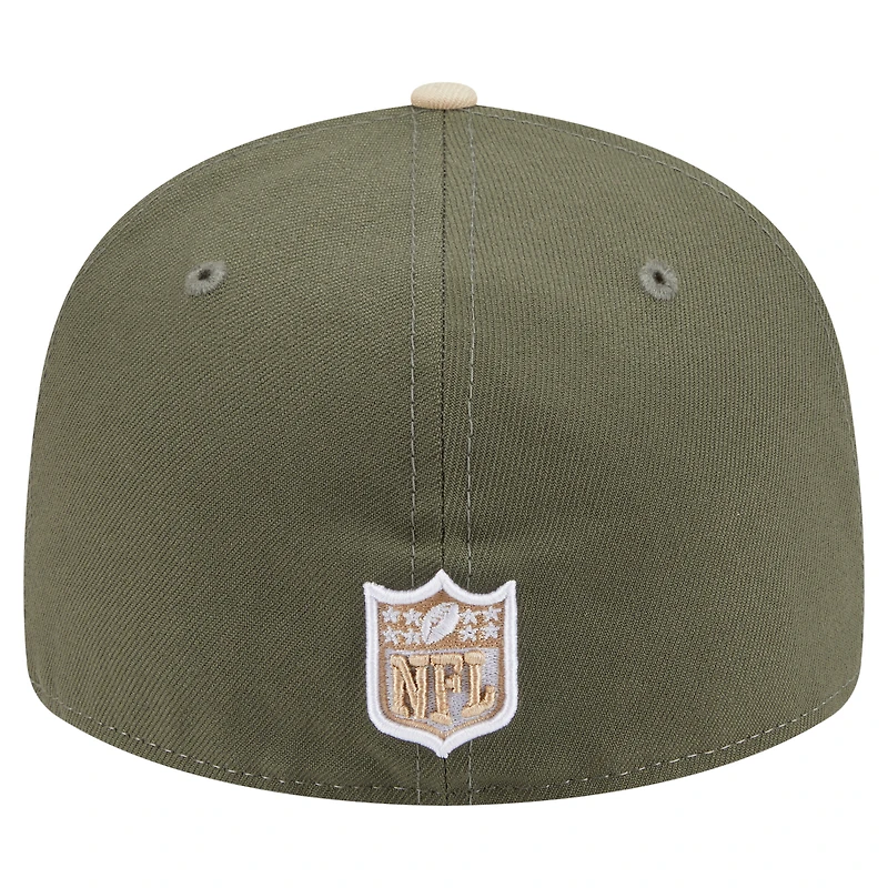Men's New Era Light Beige/Olive Miami Dolphins Two-Tone Color Pack Split Panel 59FIFTY Fitted Hat