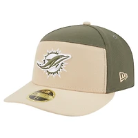 Men's New Era Light Beige/Olive Miami Dolphins Two-Tone Color Pack Split Panel 59FIFTY Fitted Hat