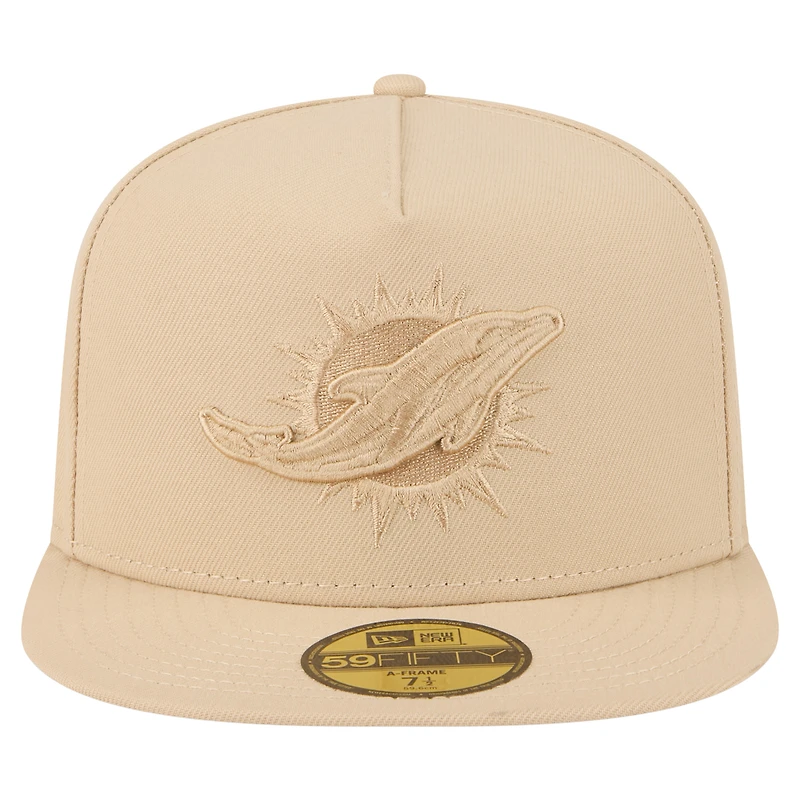 Men's New Era  Light Beige Miami Dolphins Color Pack A-Frame 59FIFTY Fitted Hat