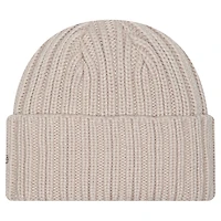 Bonnet en tricot à revers beige clair avec logo appliqué des Dolphins de Miami New Era pour homme