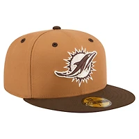 Men's New Era  Light Brown/Dark Brown Miami Dolphins Two-Tone Walnut 59FIFTY Fitted Hat