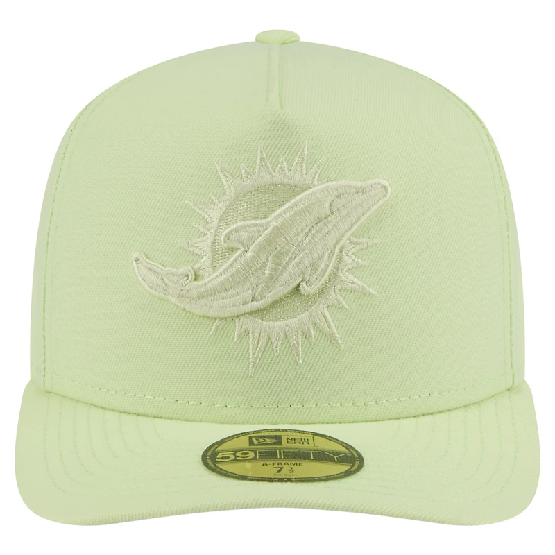 Men's New Era Light Green Miami Dolphins Color Pack A-Frame 59FIFTY Fitted Hat