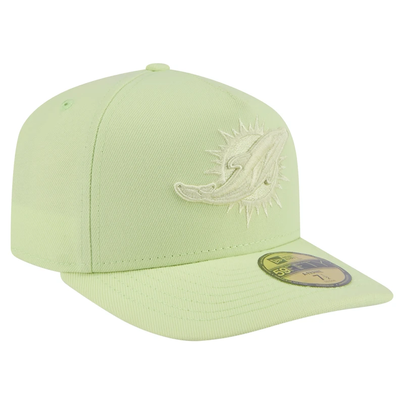 Men's New Era Light Green Miami Dolphins Color Pack A-Frame 59FIFTY Fitted Hat