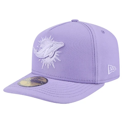 Men's New Era Light Purple Miami Dolphins Color Pack A-Frame 59FIFTY Fitted Hat