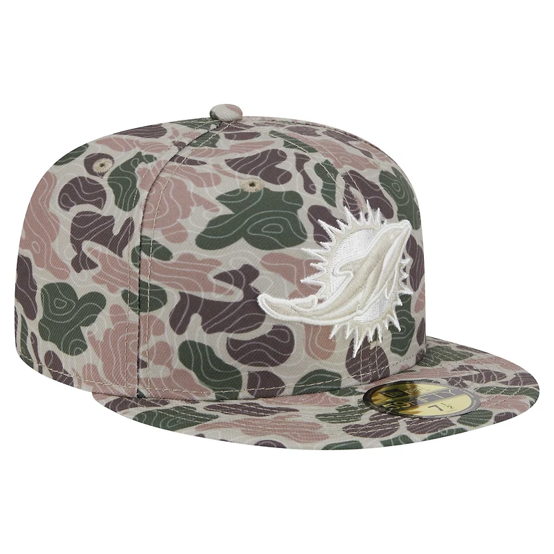 Casquette ajustée 59FIFTY Geo Camo des Dolphins de Miami New Era pour homme