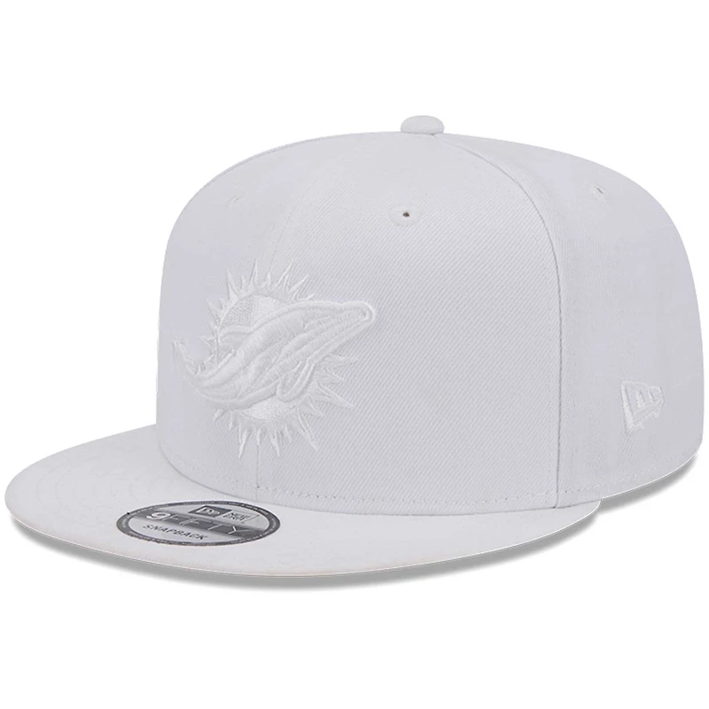 Casquette Snapback 9FIFTY Main Blanc sur Blanc New Era Miami Dolphins pour hommes