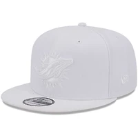 Casquette Snapback 9FIFTY Main Blanc sur Blanc New Era Miami Dolphins pour hommes