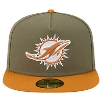 Men's New Era  Olive/Brown Miami Dolphins Color Pack A-Frame 59FIFTY Fitted Hat