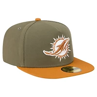 Men's New Era  Olive/Brown Miami Dolphins Color Pack A-Frame 59FIFTY Fitted Hat