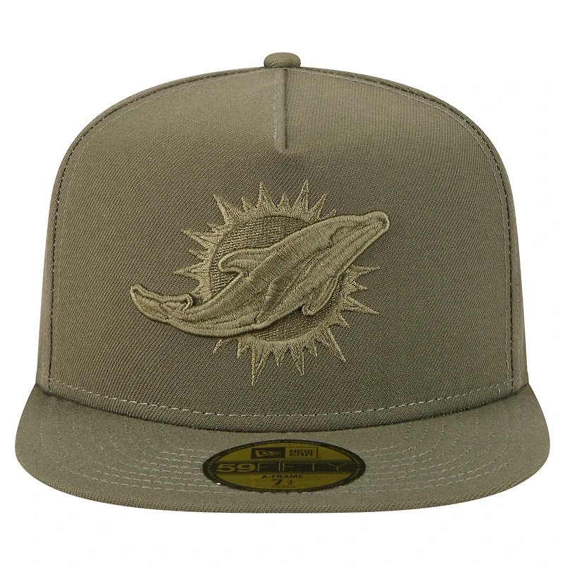 Casquette ajustée A-Frame 59FIFTY pour homme New Era, olive, Miami Dolphins, color pack