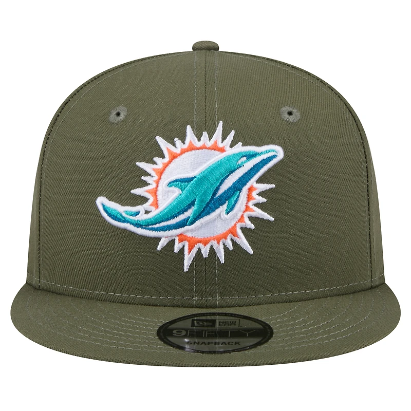 Casquette snapback Main 9FIFTY des Dolphins de Miami de New Era pour homme, olive