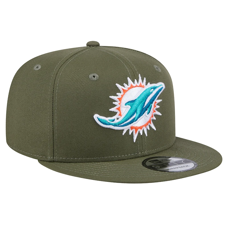 Casquette snapback Main 9FIFTY des Dolphins de Miami de New Era pour homme, olive