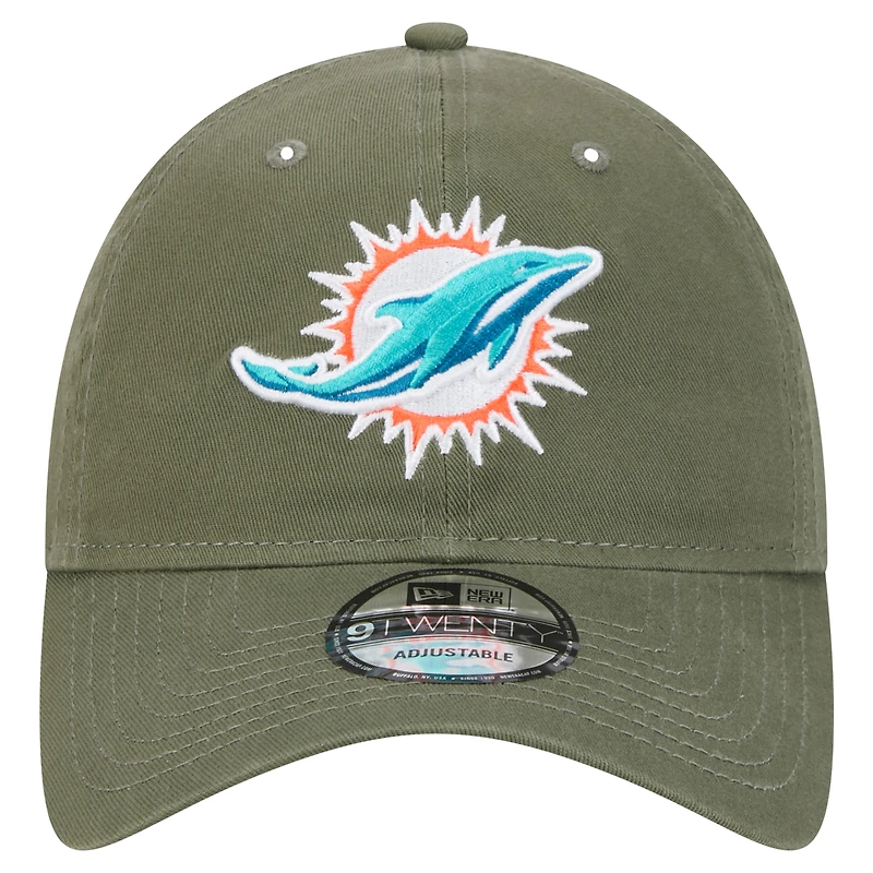 Casquette ajustable Main 9TWENTY pour homme New Era Olive Miami Dolphins