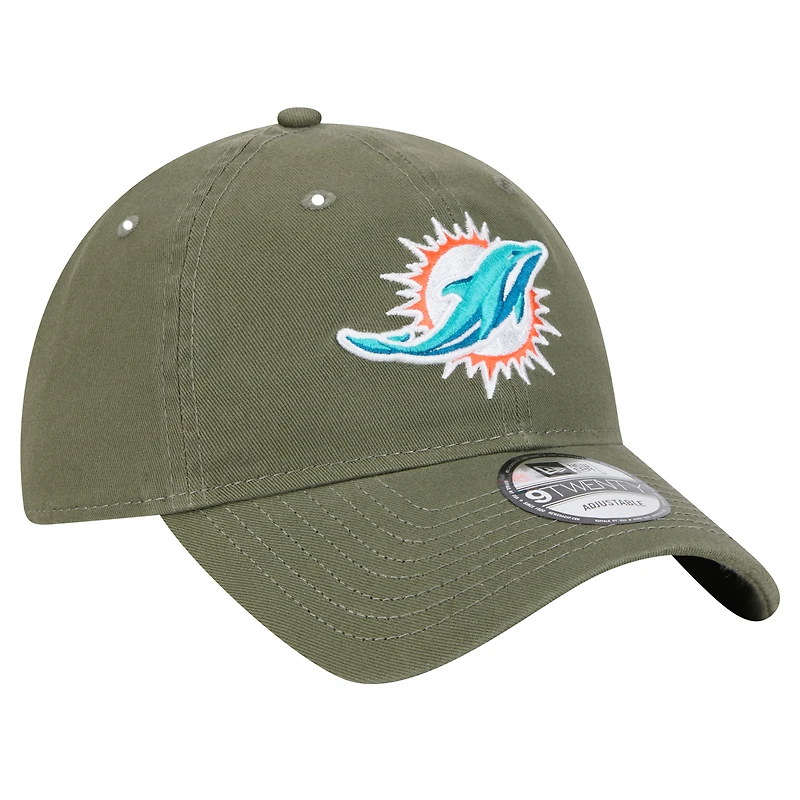 Casquette ajustable Main 9TWENTY pour homme New Era Olive Miami Dolphins