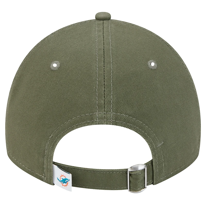 Casquette ajustable Main 9TWENTY pour homme New Era Olive Miami Dolphins