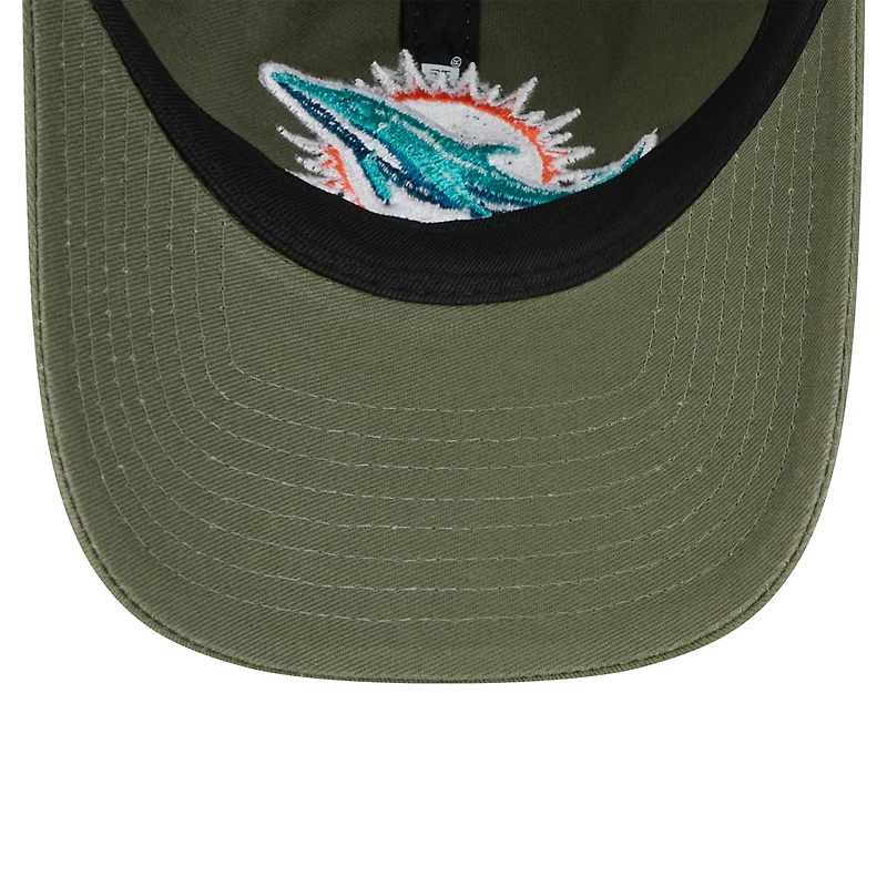 Casquette ajustable Main 9TWENTY pour homme New Era Olive Miami Dolphins