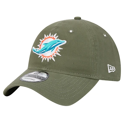 Casquette ajustable Main 9TWENTY pour homme New Era Olive Miami Dolphins