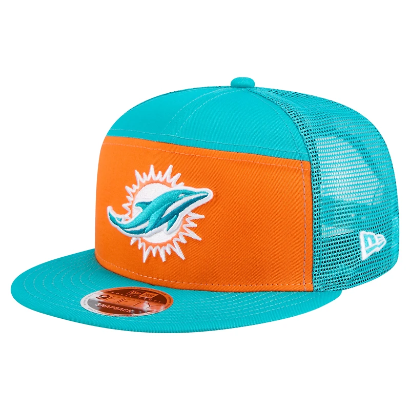 Casquette snapback 9FIFTY orange/aqua pour homme des Miami Dolphins de New Era