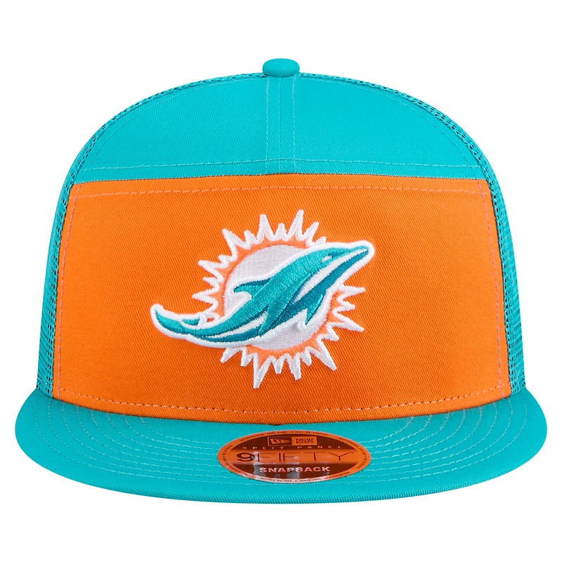 Casquette snapback 9FIFTY orange/aqua pour homme des Miami Dolphins de New Era