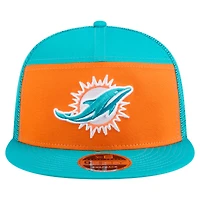 Casquette snapback 9FIFTY orange/aqua pour homme des Miami Dolphins de New Era
