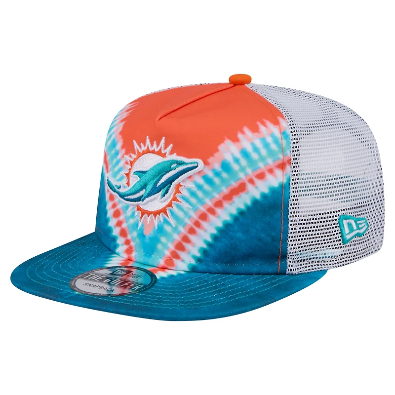 Casquette de golf à visière rabattable orange/aqua Miami Dolphins de New Era pour homme