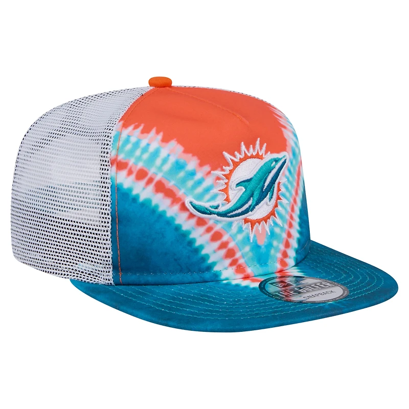 Casquette de golf à visière rabattable orange/aqua Miami Dolphins de New Era pour homme