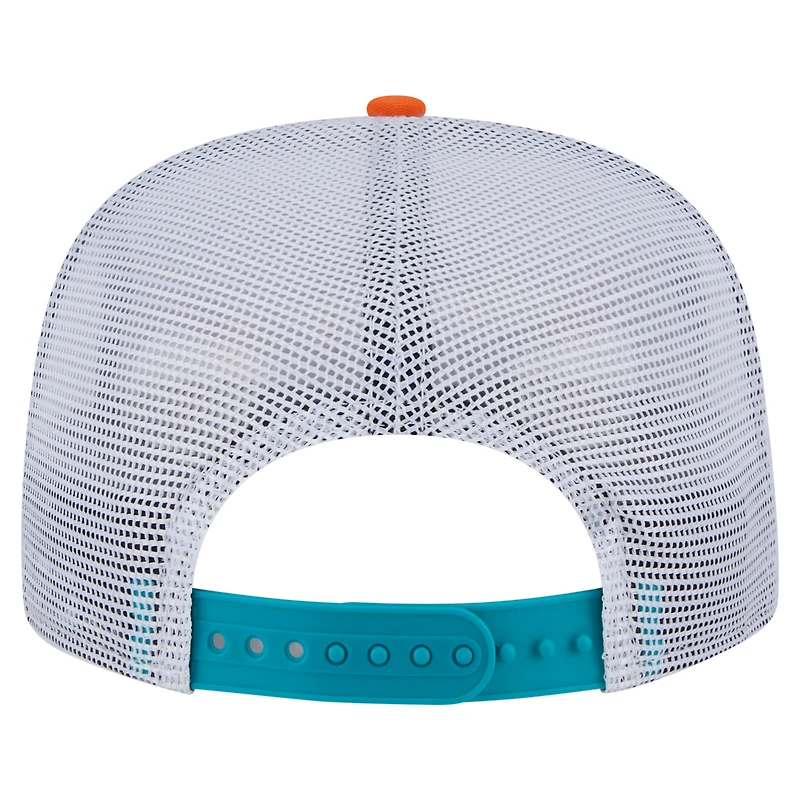 Casquette de golf à visière rabattable orange/aqua Miami Dolphins de New Era pour homme
